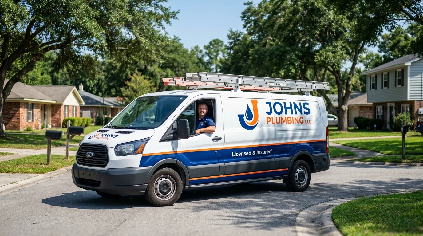 Johns Plumbing LLC service van in Sheffield Lake, OH